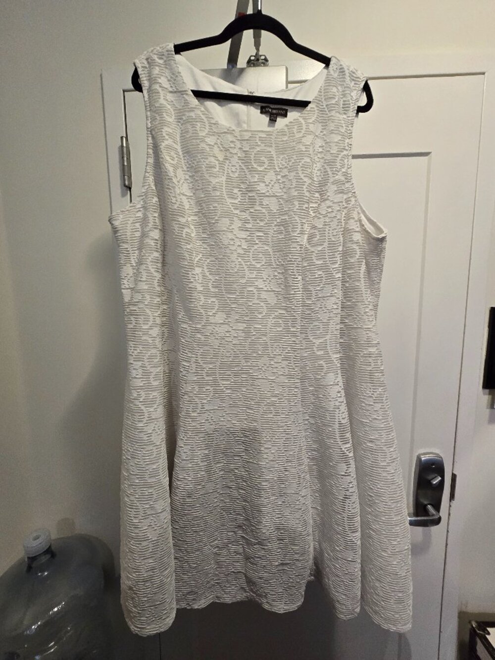 White Textured Fit & Flare Dress
